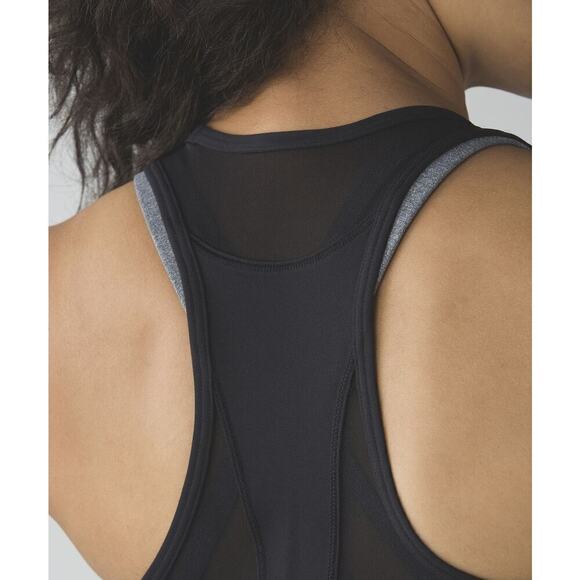 Lululemon Ace Tank Scoop Neck Racerback Mesh Panel Lullure Slim Fit Top Black 4 - Picture 5 of 12